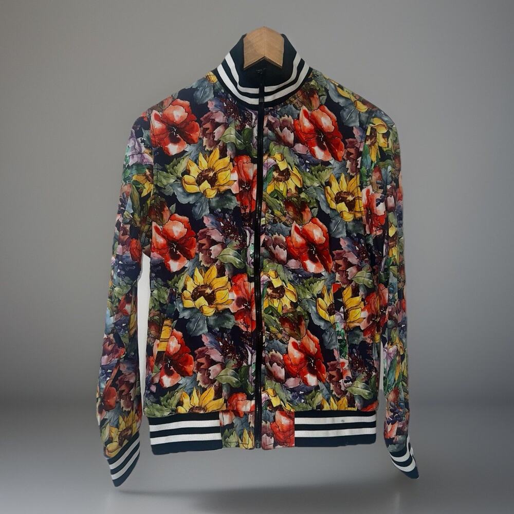 Cactus Man Ricky Singh Jacket Size Small Multicolor Floral Open Zip Front